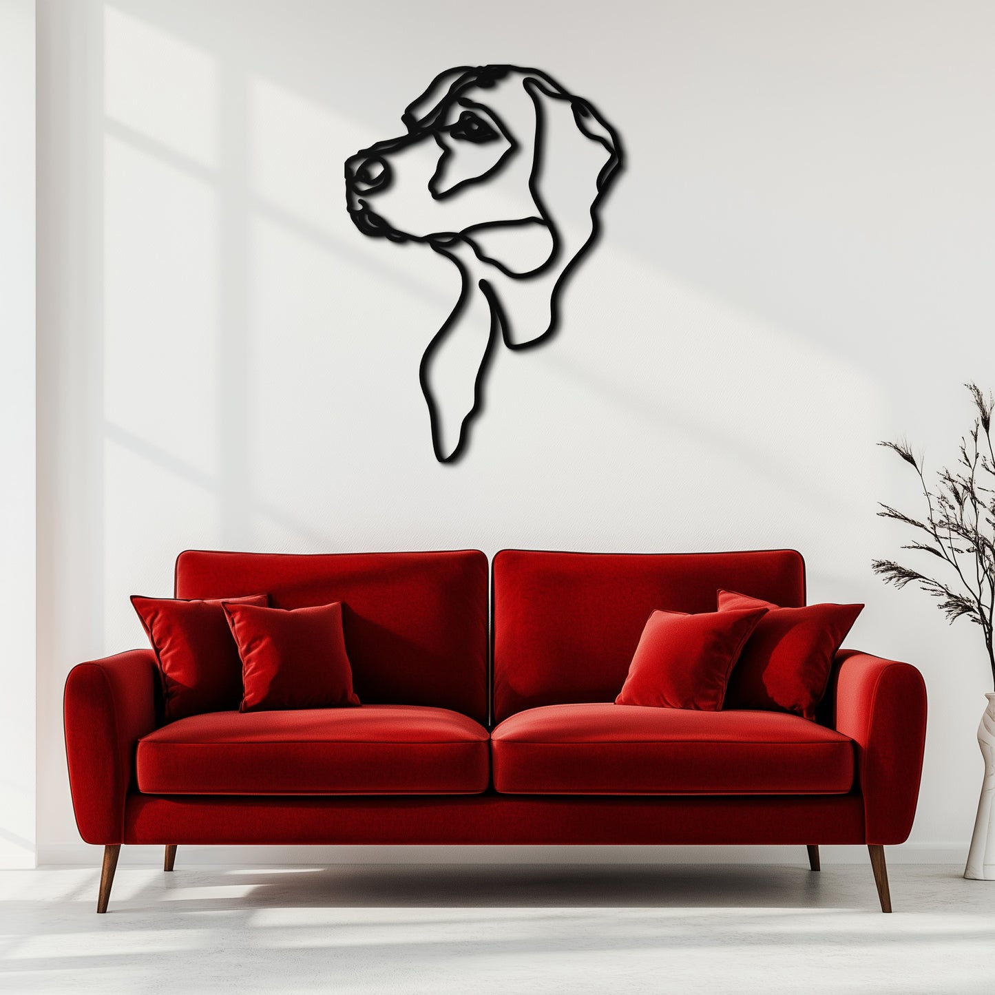 PUPPY LOVE - STYLISH DOG LINE ART METAL WALL DECOR