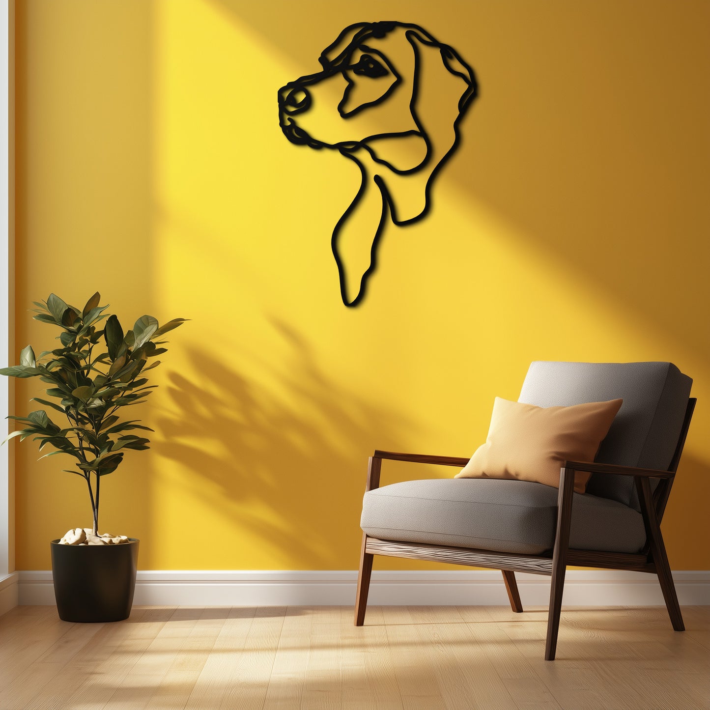 PUPPY LOVE - STYLISH DOG LINE ART METAL WALL DECOR