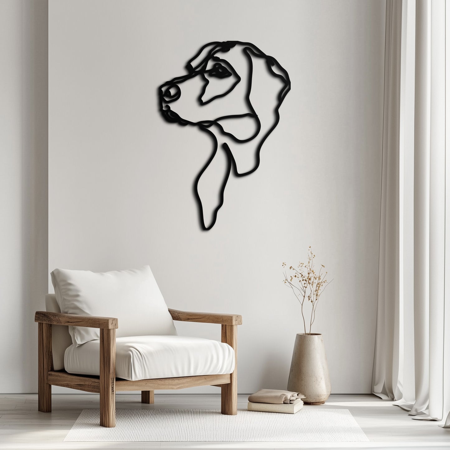 PUPPY LOVE - STYLISH DOG LINE ART METAL WALL DECOR